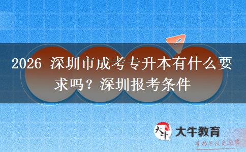 2026 深圳市成考专升本有什么要求吗？深圳报考条件