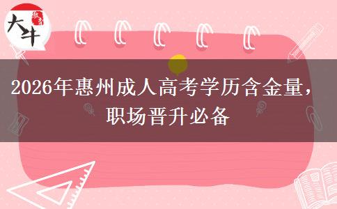 2026年惠州成人高考学历含金量，职场晋升必备