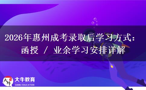 2026年惠州成考录取后学习方式：函授 / 业余学习安排详解