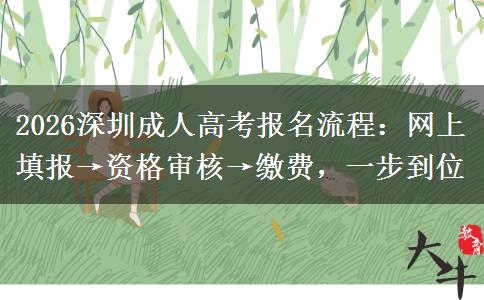 2026深圳成人高考报名流程:网上填报→资格审核→缴费,一步到位 2026深圳成人高考报名流程:网上填报→资格审核→缴费,一步到位