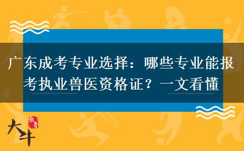 广东成考专业选择：哪些专业能报考执业兽医资格证？一文看懂