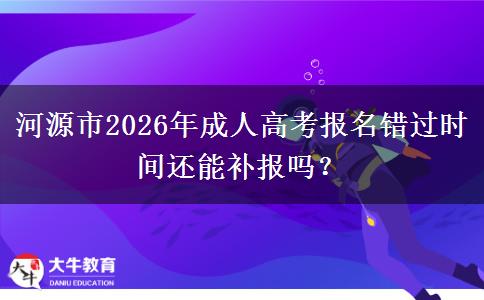 河源市2026年成人高考报名错过时间还能补报吗?