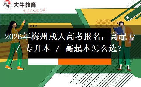 2026年梅州成人高考报名，高起专 / 专升本 / 高起本怎么选？