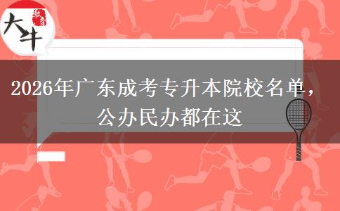 2026年广东成考专升本院校名单，公办民办都在这