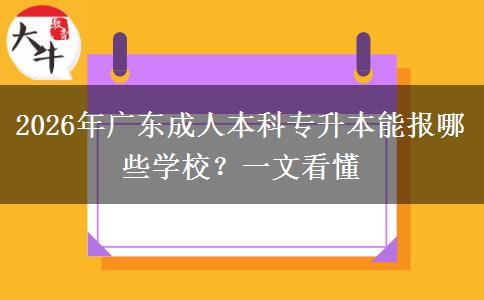 2026年广东成人本科专升本能报哪些学校？一文看懂