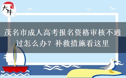茂名市成人高考报名资格审核不通过怎么办?补救措施看这里