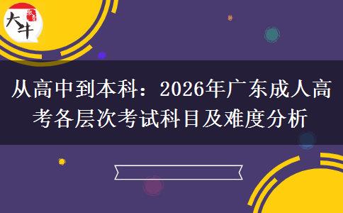 从高中到本科：2026年广东成人高考各层次考试科目及难度分析