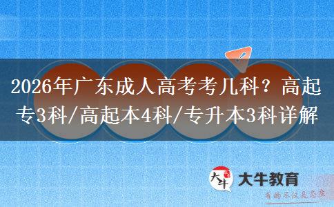 2026年广东成人高考考几科？高起专3科/高起本4科/专升本3科详解