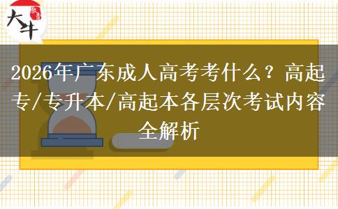 2026年广东成人高考考什么？高起专/专升本/高起本各层次考试内容全解析