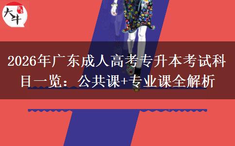 2026年广东成人高考专升本考试科目一览：公共课+专业课全解析
