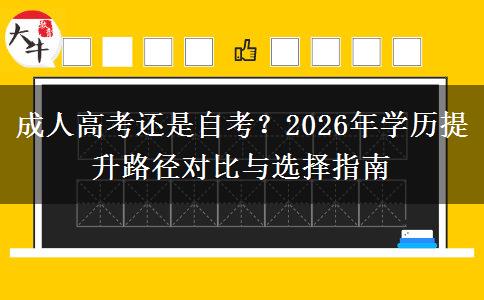 成人高考还是自考？2026年学历提升路径对比与选择指南