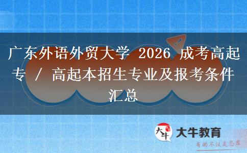 广东外语外贸大学 2026 成考高起专 / 高起本招生专业及报考条件汇总