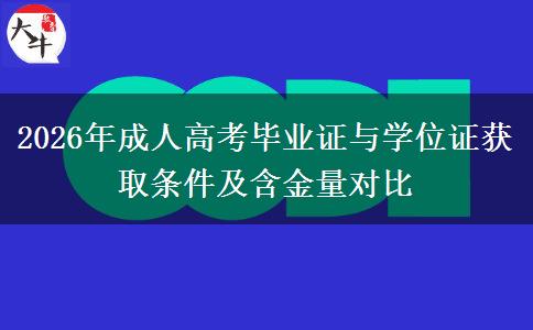 2026年成人高考毕业证与学位证获取条件及含金量对比