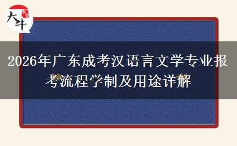2026年广东成考汉语言文学专业报考流程学制及用途详解