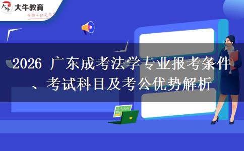 2026 广东成考法学专业报考条件、考试科目及考公优势解析