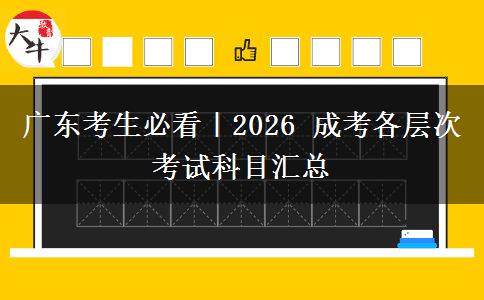 广东考生必看｜2026 成考各层次考试科目汇总