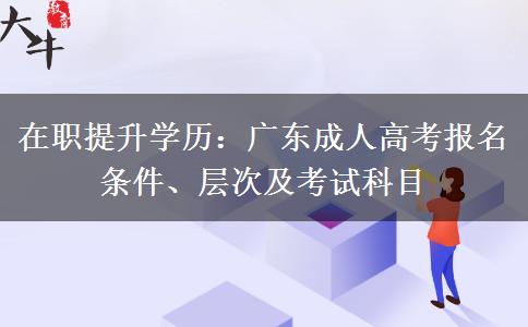 在职提升学历：广东成人高考报名条件、层次及考试科目