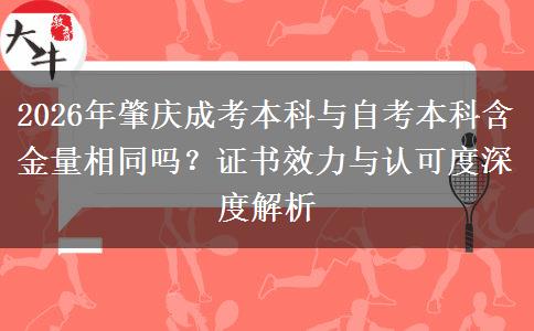 2026年肇庆成考本科与自考本科含金量相同吗?证书效力与认可度深度解析