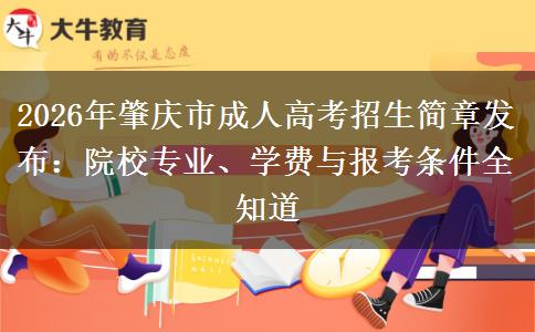 2026年肇庆市成人高考招生简章发布:院校专业、学费与报考条件全知道 2026年肇庆市成人高考招生简章发布:院校专业、学费与报考条件全知道