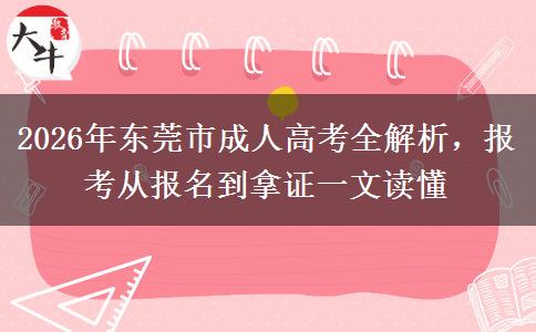 2026年东莞市成人高考全解析,报考从报名到拿证一文读懂