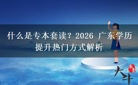 什么是专本套读？2026 广东学历提升热门方式解析