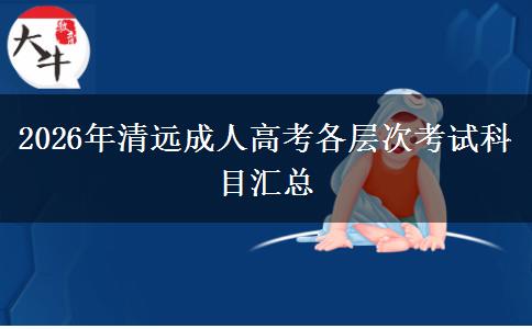 2026年清远成人高考各层次考试科目汇总