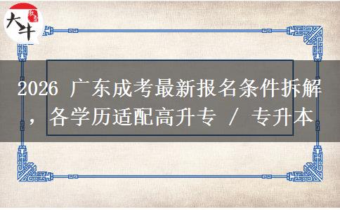 2026 广东成考最新报名条件拆解,各学历适配高升专 / 专升本