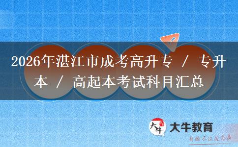 2026年湛江市成考高升专 / 专升本 / 高起本考试科目汇总