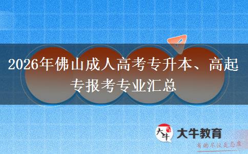2026年佛山成人高考专升本、高起专报考专业汇总 2026年佛山成人高考专升本、高起专报考专业汇总