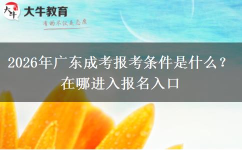 2026年广东成考报考条件是什么?在哪进入报名入口 2026年广东成考报考条件是什么?在哪进入报名入口