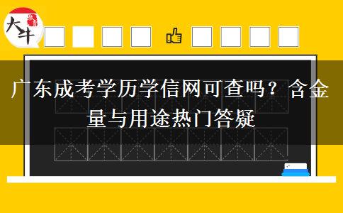 广东成考学历学信网可查吗？含金量与用途热门答疑