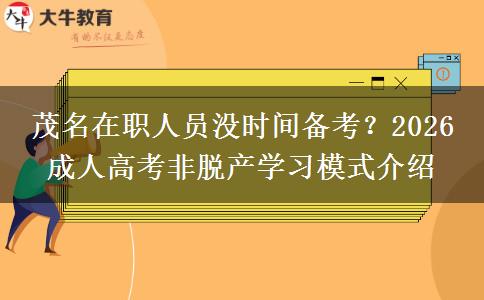 茂名在职人员没时间备考?2026 成人高考非脱产学习模式介绍 茂名在职人员没时间备考?2026 成人高考非脱产学习模式介绍