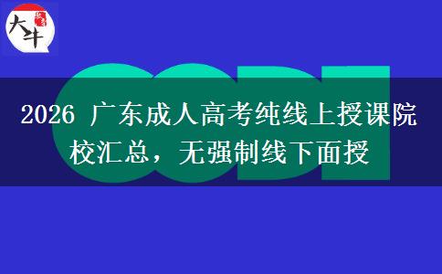 2026 广东成人高考纯线上授课院校汇总,无强制线下面授