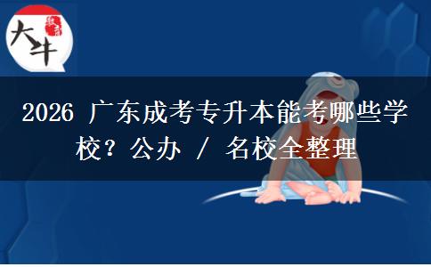2026 广东成考专升本能考哪些学校?公办 / 名校全整理