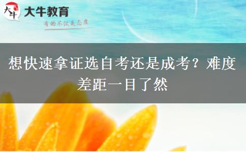 想快速拿证选自考还是成考?难度差距一目了然 想快速拿证选自考还是成考?难度差距一目了然
