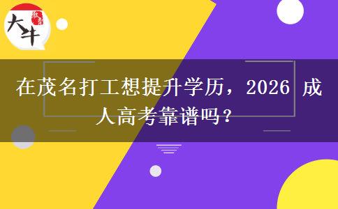 在茂名打工想提升学历,2026 成人高考靠谱吗?
