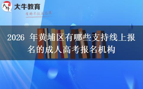 2026 年黄埔区有哪些支持线上报名的成人高考报名机构