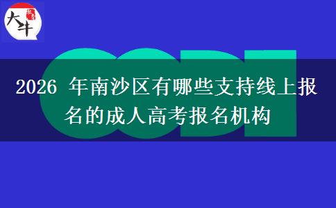 2026 年南沙区有哪些支持线上报名的成人高考报名机构