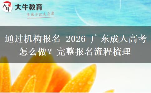 通过机构报名 2026 广东成人高考怎么做？完整报名流程梳理