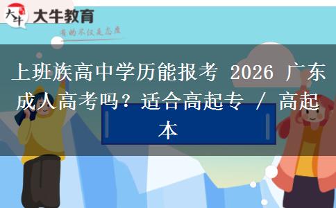 上班族高中学历能报考 2026 广东成人高考吗？适合高起专 / 高起本