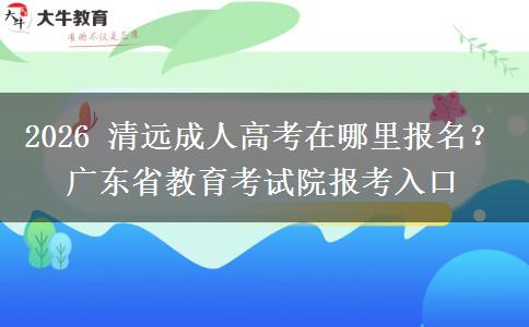 2026 清远成人高考在哪里报名?广东省教育考试院报考入口