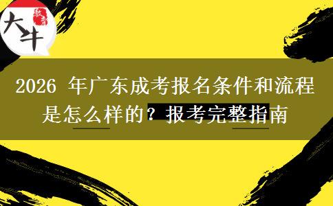 2026 年广东成考报名条件和流程是怎么样的?报考完整指南