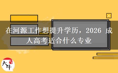在河源工作想提升学历,2026 成人高考适合什么专业 在河源工作想提升学历,2026 成人高考适合什么专业
