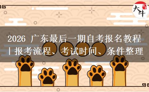 2026 广东最后一期自考报名教程｜报考流程、考试时间、条件整理