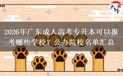 2026年广东成人高考专升本可以报考哪些学校?公办院校名单汇总 2026年广东成人高考专升本可以报考哪些学校?公办院校名单汇总