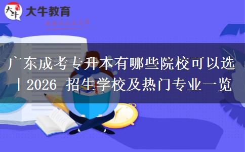 广东成考专升本有哪些院校可以选|2026 招生学校及热门专业一览