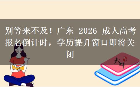 别等来不及！广东 2026 成人高考报名倒计时，学历提升窗口即将关闭