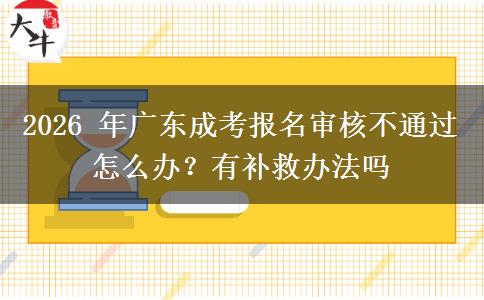 2026 年广东成考报名审核不通过怎么办？有补救办法吗