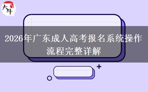 2026年广东成人高考报名系统操作流程完整详解
