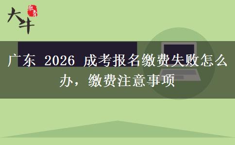 广东 2026 成考报名缴费失败怎么办,缴费注意事项 广东 2026 成考报名缴费失败怎么办,缴费注意事项